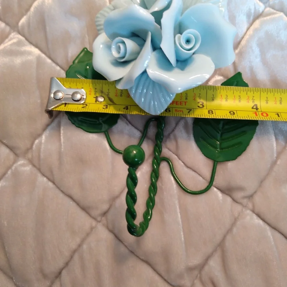 Floral Wall Hook with Blue Roses New